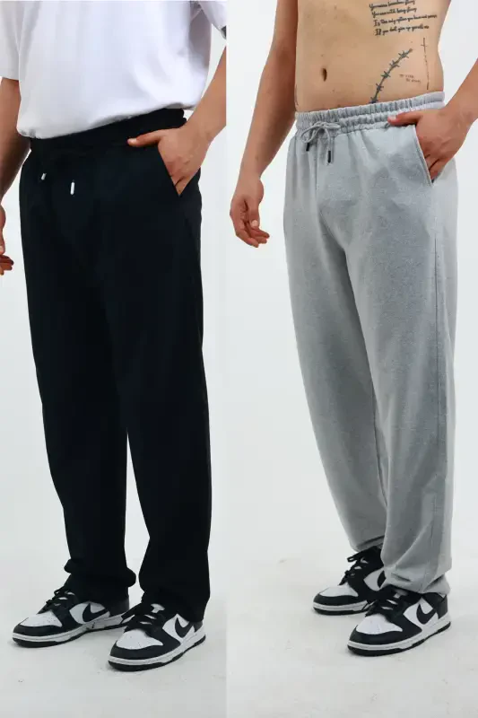 Walker Baggy 2 li Oversize Eshofman Alti Bol Pacha 2 Iplik Orta Kalinlikda Uzun (ORIJINAL QALIP)-Qora - 2