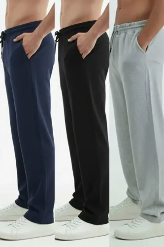 Walker Baggy 3-Piece Oversize Sweatpants Wide Leg 2 Thread Medium Thickness Long (ORIGINAL FIT)-BlackGrayNavy - 3