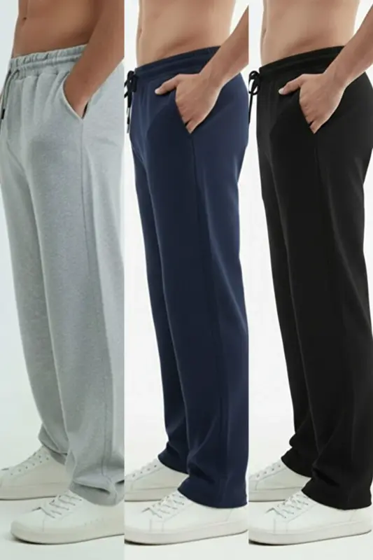 Walker Baggy 3-Piece Oversize Sweatpants Wide Leg 2 Thread Medium Thickness Long (ORIGINAL FIT)-BlackGrayNavy - 5