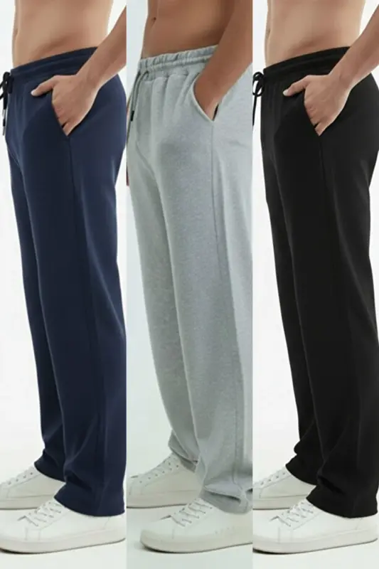 Walker Baggy 3-Piece Oversize Sweatpants Wide Leg 2 Thread Medium Thickness Long (ORIGINAL FIT)-BlackGrayNavy - 6