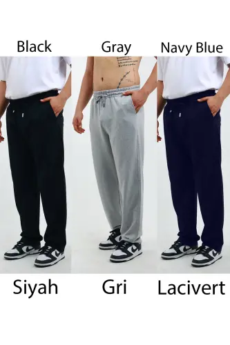 Walker Baggy 3'lü Oversize Спортивные Штаны Широкие 2 Нити Средней Толщины Длинные (ОРИГИНАЛЬНЫЙ ФАСОН)-ЧерныйСерыйСиний 