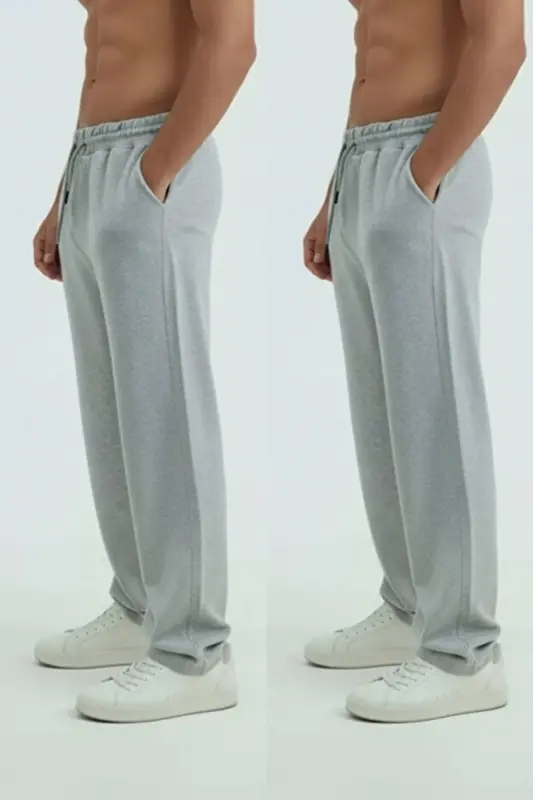 Walker Baggy 4'lü Set ( 2 SİYAH - 2 GRİ ) Oversize Eşofman Altı Bol Paça 2iplik Uzun Orta Kalınlıkta-Çok Renkli - 5