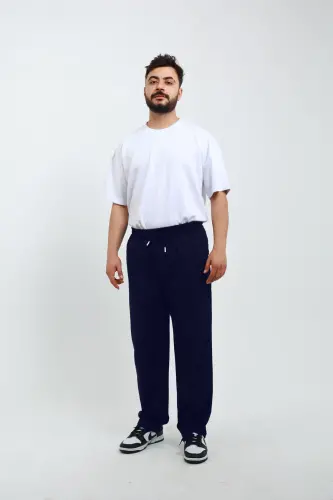 Walker Baggy Oversize Спортивные Штаны Широкие Штаны 2 Нитки Средней Толщины Длинные (ОРИГИНАЛЬНАЯ ПОСАДКА)-Темно-синий - 3