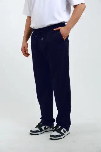 Walker Baggy Oversize Sweatpants Wide Leg 2 Thread Medium Thickness Long (ORIGINAL MOLD)-Navy Blue - OXVİN (1)