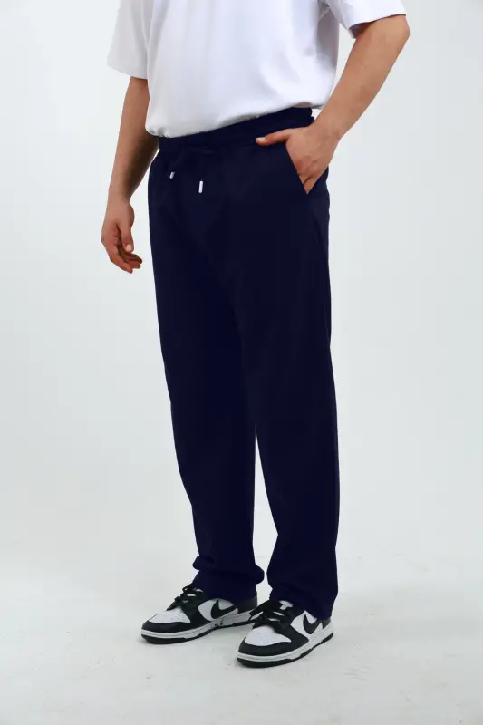 Walker Baggy Oversize Sweatpants Wide Leg 2 Thread Medium Thickness Long (ORIGINAL MOLD)-Navy Blue - 2