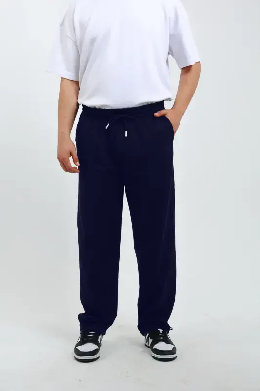 Walker Baggy Oversize Sweatpants Wide Leg 2 Thread Medium Thickness Long (ORIGINAL MOLD)-Navy Blue - 6