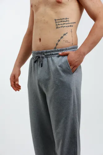 Walker Baggy Oversize Sweatpants Wide Leg 2 Thread Medium Thickness Long (ORIGINAL MOLD)-Smoked - OXVİN (1)