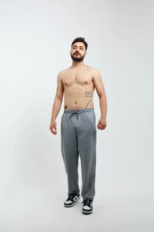 Walker Baggy Oversize Sweatpants Wide Leg 2 Thread Medium Thickness Long (ORIGINAL MOLD)-Smoked - 3