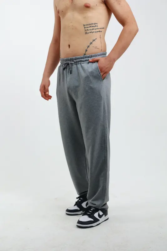 Walker Baggy Oversize Sweatpants Wide Leg 2 Thread Medium Thickness Long (ORIGINAL MOLD)-Smoked - 4