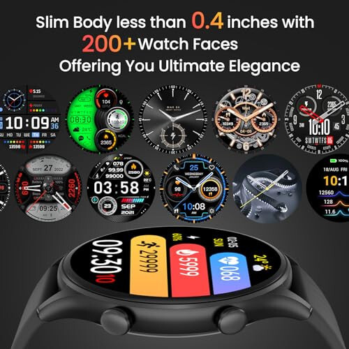 WalkerFit Slim Smart Watches - Round Smart Watch Make/Answer Waterproof Fitness Watch with Pedometer, Blood Pressure Heart Rate Monitor (Black, Univerial, 128 MB, Black) - 2