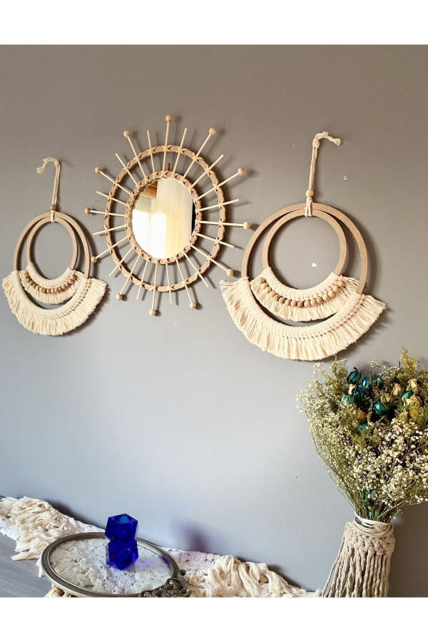 Wall Art Boho Macrame Wall Decor 3 Piece Set - 5