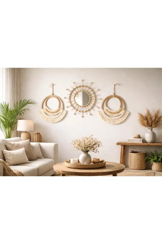 Wall Art Boho Macrame Wall Decor 3 Piece Set - 2