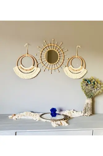Wall Art Boho Macrame Wall Decor 3 Piece Set - 4