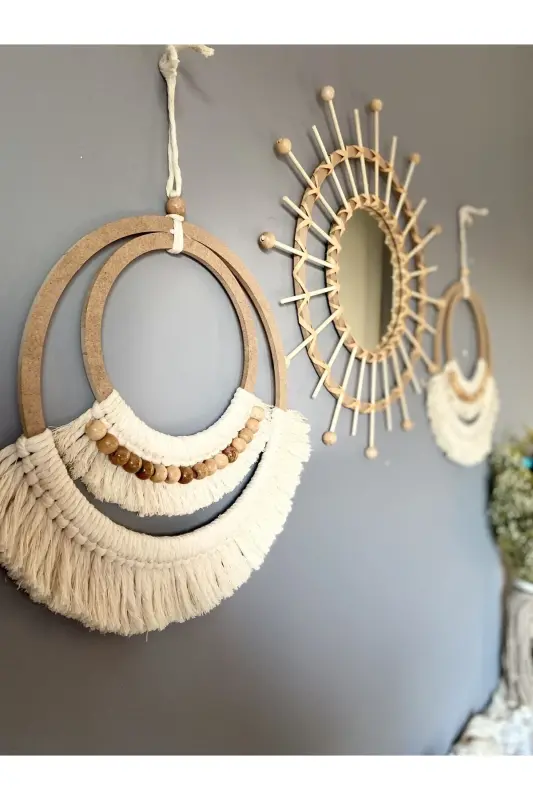 Wall Art Boho Macrame Wall Decor 3 Piece Set - 6