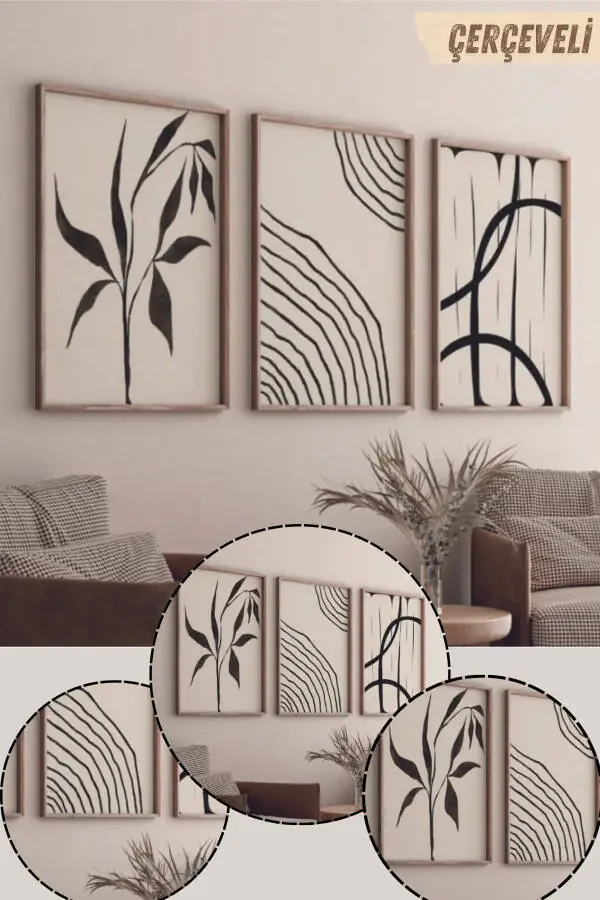Wall Art Living Room 3 Piece Wall Art Abstract Painting Framed Wall Art Bohemian Wall Art Bedroom - 7