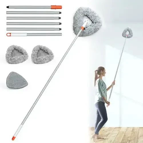 Wall Cleaner Mop with 83.5” Long Handle,Baseboard Cleaner Mop 360°Rotatable Adjustable,Ceiling Duster Tool with 3 Replacement Pads for Walls, Window, Floor - 1