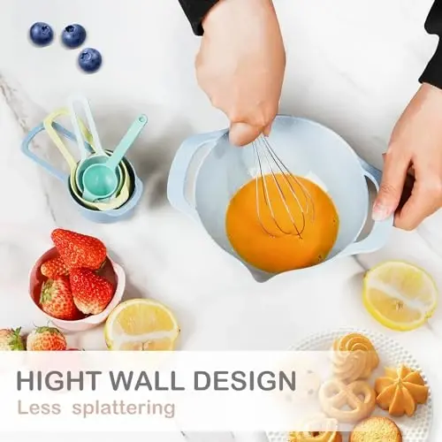 Walpck 10 Pcs Plastic Mixing Bowls Set with Measuring Spoon, Colorful Serving Bowls for Kitchen, Ideal for Baking, Prepping, Nesting Bowls for Space Saving Storage - Comforniture (1)