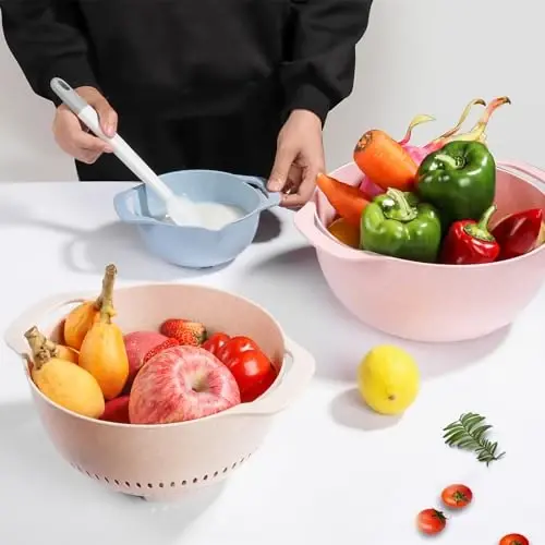 Walpck 10 Pcs Plastic Mixing Bowls Set with Measuring Spoon, Colorful Serving Bowls for Kitchen, Ideal for Baking, Prepping, Nesting Bowls for Space Saving Storage - 4