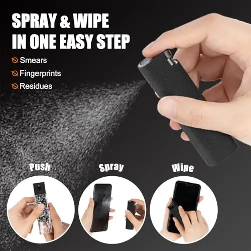 walrfid 2 Pack Car Screen Cleaner, Computer Screen Cleaner Spray and Wipe, Laptop Cleaning Mist Kit for Electronic iPad, iPhone, Phone, MacBook, TV, Monitor, Tablet Display, with Graffiti Case, Black - 3