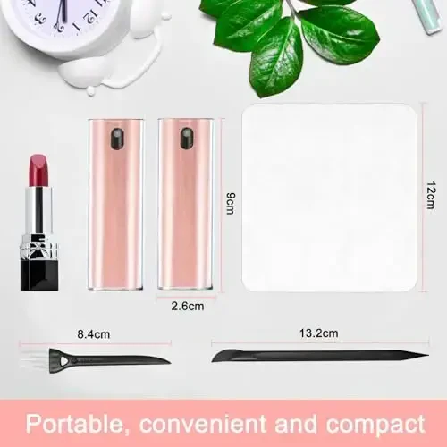 WALRFID 2 Pack Ekran tozalash spreyi va salfetkasi, Elektron iPad, iPhone, uyali telefon, monitor, MacBook Pro, avtomobil displeyi, planshet, televizor tekis ekranlari uchun kompyuter noutbukini tozalash to'plami, pushti - 6