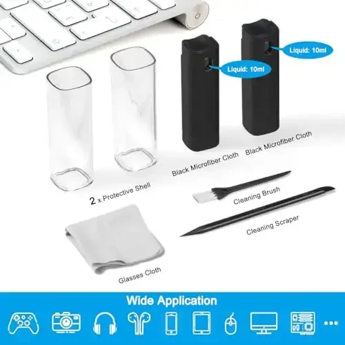 walrfid 2 Pack Laptop Monitor va Avtomobil Ekranlari uchun Ekranni Tozalash Spreyi va Salfetka, Mobil telefon, Planshet, Kompyuter, LCD, MacBook, iPhone, iPad, Mac Pro uchun Sensorli Ekran Mist Tozalash Komplekti - Qora - 3