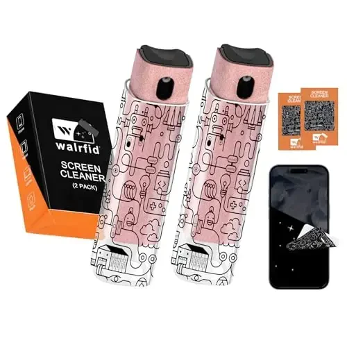 walrfid 2pcs Car Screen Cleaner, Computer Screen Cleaner Spray and Wipe, Laptop Cleaning Mist Kit for Electronic iPad, iPhone, Phone, MacBook, TV, Monitor, Tablet Display, with Graffiti Case, Pink - 1