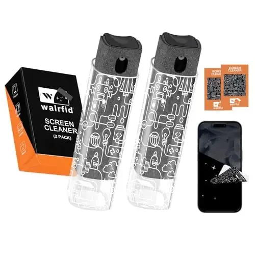 walrfid 2pcs Car Screen Cleaner, Computer Screen Cleaner Spray and Wipe, Laptop Cleaning Mist Kit for Electronic iPad, iPhone, Phone, MacBook, TV, Monitor, Tablet Display, with Graffiti Case, Grey - WALRFID