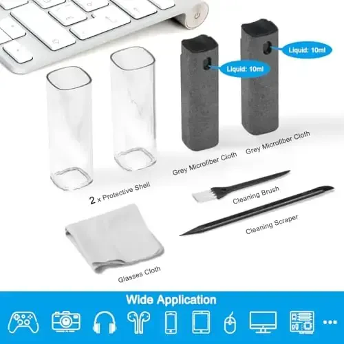 walrfid 2 Pack Computer Screen Cleaner, MacBook Screen Cleaner Spray and Wipe, Electronic Computer Laptop Cleaning Kit for iPad Pro, iPhone, Smartphone, Monitor, Car Display, Tablet, TV Screens, Grey - 2