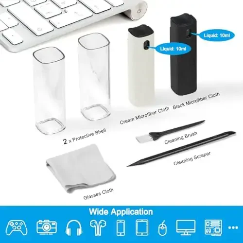 walrfid 2Pcs Laptop Cleaner, Computer Screen Cleaner Spray and Wipe, Electronics Laptop Cleaning Kit for iPad, iPhone, Cellphone, Monitor, MacBook Pro, Car Display, Tablet, TV, Kindle, Black Cream - 2