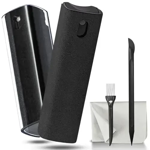walrfid 2 Pack Screen Cleaner Spray and Wipe for Laptop Monitor and Car Screens, Phone Touchscreen Mist Cleaning Kit for Cellphone, Tablet, PC, Computer, LCD, MacBook, iPhone, iPad, Mac Pro - Black - 2