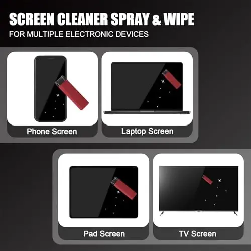 walrfid 2 Pack Car Screen Cleaner, Computer Screen Cleaner Spray and Wipe, Laptop Cleaning Mist Kit for Electronic iPad, iPhone, Phone, MacBook, TV, Car Monitor Display, with Graffiti Case, Black Red - 5