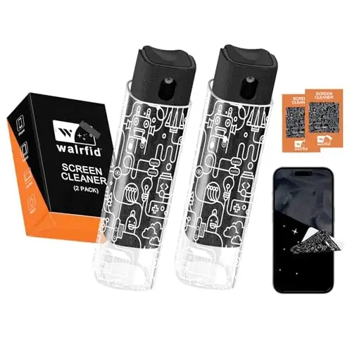 walrfid 2 Pack Car Screen Cleaner, Computer Screen Cleaner Spray and Wipe, Laptop Cleaning Mist Kit for Electronic iPad, iPhone, Phone, MacBook, TV, Monitor, Tablet Display, with Graffiti Case, Black - WALRFID