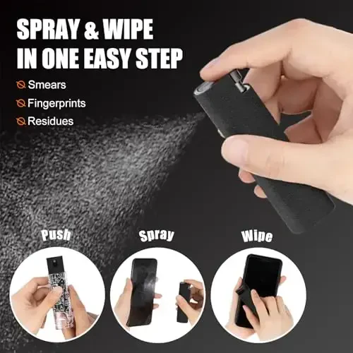 walrfid 2 Pack Car Screen Cleaner, Computer Screen Cleaner Spray and Wipe, Laptop Cleaning Mist Kit for Electronic iPad, iPhone, Phone, MacBook, TV, Monitor, Tablet Display, with Graffiti Case, Black - 3