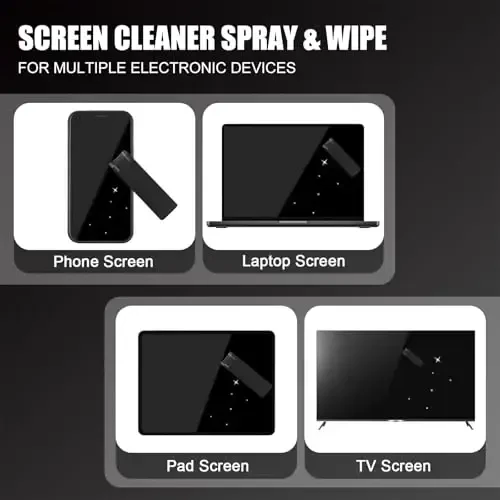 walrfid 2 Pack Car Screen Cleaner, Computer Screen Cleaner Spray and Wipe, Laptop Cleaning Mist Kit for Electronic iPad, iPhone, Phone, MacBook, TV, Monitor, Tablet Display, with Graffiti Case, Black - 5