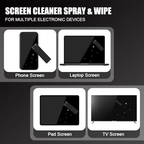 walrfid 2 Pack Car Screen Cleaner, Computer Screen Cleaner Spray and Wipe, Laptop Cleaning Mist Kit for Electronic iPad, iPhone, Phone, MacBook, TV, Monitor, Tablet Display, with Graffiti Case, Black - 5