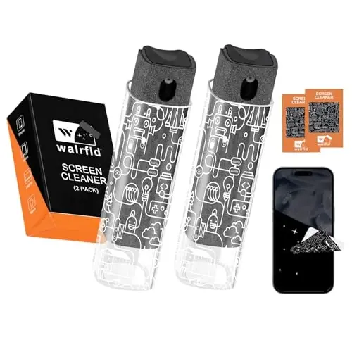 walrfid 2pcs Car Screen Cleaner, Computer Screen Cleaner Spray and Wipe, Laptop Cleaning Mist Kit for Electronic iPad, iPhone, Phone, MacBook, TV, Monitor, Tablet Display, with Graffiti Case, Grey 