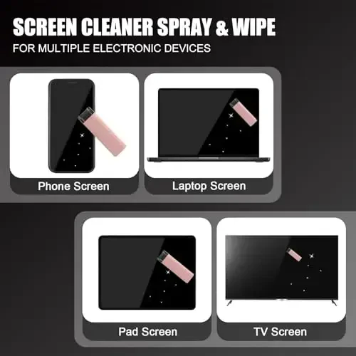 walrfid 2pcs Car Screen Cleaner, Computer Screen Cleaner Spray and Wipe, Laptop Cleaning Mist Kit for Electronic iPad, iPhone, Phone, MacBook, TV, Monitor, Tablet Display, with Graffiti Case, Pink - 6