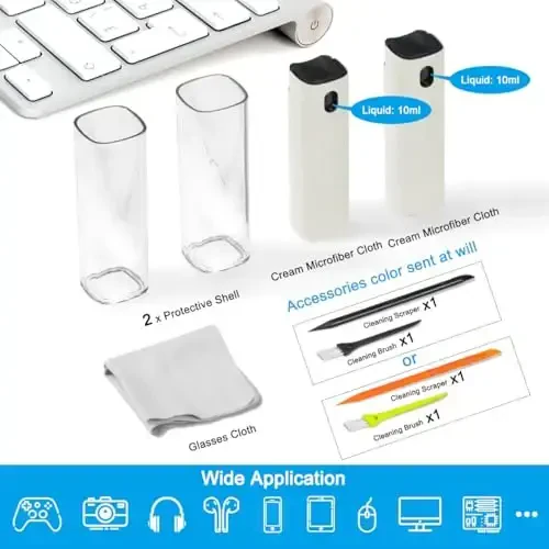 walrfid 2Pcs Car Screen Cleaner, Laptop Screen Cleaner Spray and Wipe, Electronic Computer Cleaning Kit for iPad, iPhone, Cellphone, Monitor, MacBook Pro, Car Display, Tablet, TV Flat Screens, Cream - 2