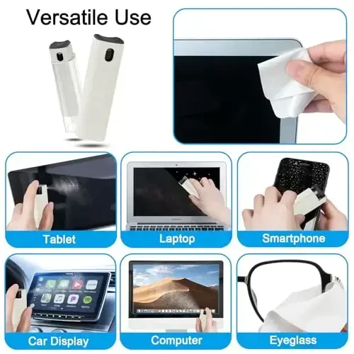 walrfid 2Pcs Car Screen Cleaner, Laptop Screen Cleaner Spray and Wipe, Electronic Computer Cleaning Kit for iPad, iPhone, Cellphone, Monitor, MacBook Pro, Car Display, Tablet, TV Flat Screens, Cream - 4