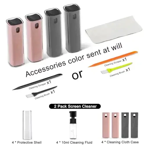 walrfid 3 Pack Screen Cleaner, Car Screen Cleaner Spray and Wipe, Computer Laptop Cleaning Kit for Electronic iPad, iPhone, Cellphone, Monitor, MacBook, Car Display, Tablet, TV Flat Screens, Black - 3