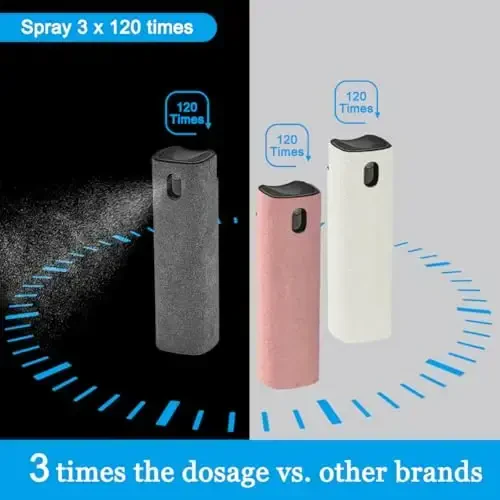 walrfid 3Pcs Car Screen Cleaner, Computer Screen Cleaner Spray and Wipe, Laptop Cleaner Kit for Cleaning iPad, iPhone, Cellphone, MacBook, Car Display, Electronic Device Screen, Grey Pink Cream - 5
