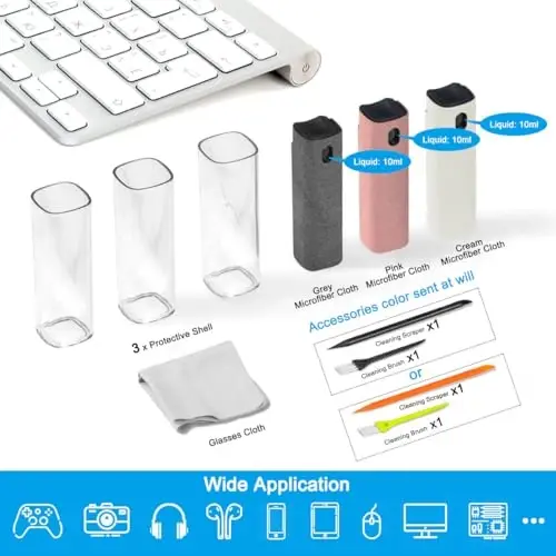 walrfid 3Pcs Car Screen Cleaner, Computer Screen Cleaner Spray and Wipe, Laptop Cleaner Kit for Cleaning iPad, iPhone, Cellphone, MacBook, Car Display, Electronic Device Screen, Grey Pink Cream - 2