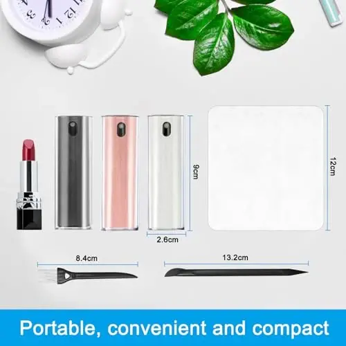 walrfid 3Pcs Car Screen Cleaner, Computer Screen Cleaner Spray and Wipe, Laptop Cleaner Kit for Cleaning iPad, iPhone, Cellphone, MacBook, Car Display, Electronic Device Screen, Grey Pink Cream - 6
