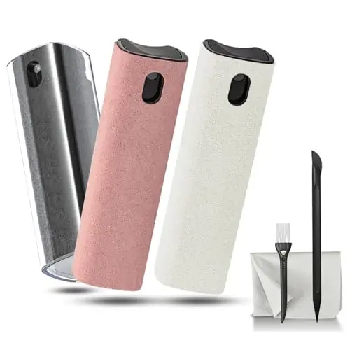 walrfid 3Pcs Car Screen Cleaner, Computer Screen Cleaner Spray and Wipe, Laptop Cleaner Kit for Cleaning iPad, iPhone, Cellphone, MacBook, Car Display, Electronic Device Screen, Grey Pink Cream 