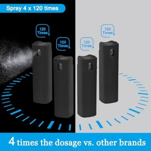 walrfid 4 Pack Screen Cleaner Spray and Wipe for Laptop Monitor and Car Screens, Phone Touchscreen Mist Cleaning Kit for Cellphone, Tablet, PC, Computer, LCD, MacBook, iPhone, iPad, Mac Pro - Black - 5