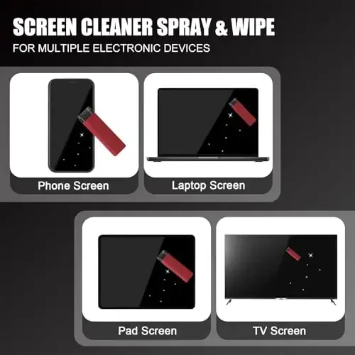 walrfid Car Screen Cleaner Spray and Wipe, Laptop Touchscreen Mist Cleaning Kit for Electronics Computer, iPad, Cellphone, MacBook, TV, Monitor, Tablet, Kindle Display, with Black Graffiti Case - Red - 4