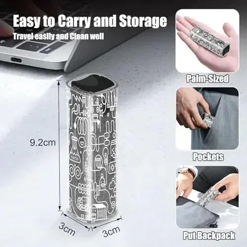 walrfid Car Screen Cleaner Spray and Wipe, Laptop Touchscreen Mist Cleaning Kit for Electronics Computer, iPad, CellPhone, MacBook, TV, Monitor, Tablet, Kindle Display, with White Graffiti Case - Grey - 6