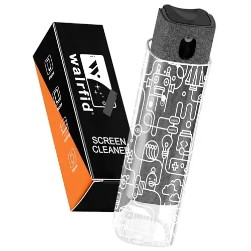 walrfid Car Screen Cleaner Spray and Wipe, Laptop Touchscreen Mist Cleaning Kit for Electronics Computer, iPad, CellPhone, MacBook, TV, Monitor, Tablet, Kindle Display, with White Graffiti Case - Grey - 1