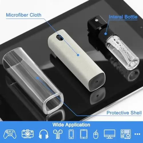 walrfid Car Screen Cleaner Spray and Wipe, Laptop Touchscreen Mist Cleaning Kit for Electronics Computer, iPad, Cellphone, MacBook, TV, Monitor, Tablet Display, with Black Graffiti Case - Dark Blue - WALRFID (1)