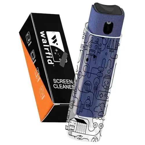 walrfid Car Screen Cleaner Spray and Wipe, Laptop Touchscreen Mist Cleaning Kit for Electronics Computer, iPad, Cellphone, MacBook, TV, Monitor, Tablet Display, with Black Graffiti Case - Dark Blue - WALRFID